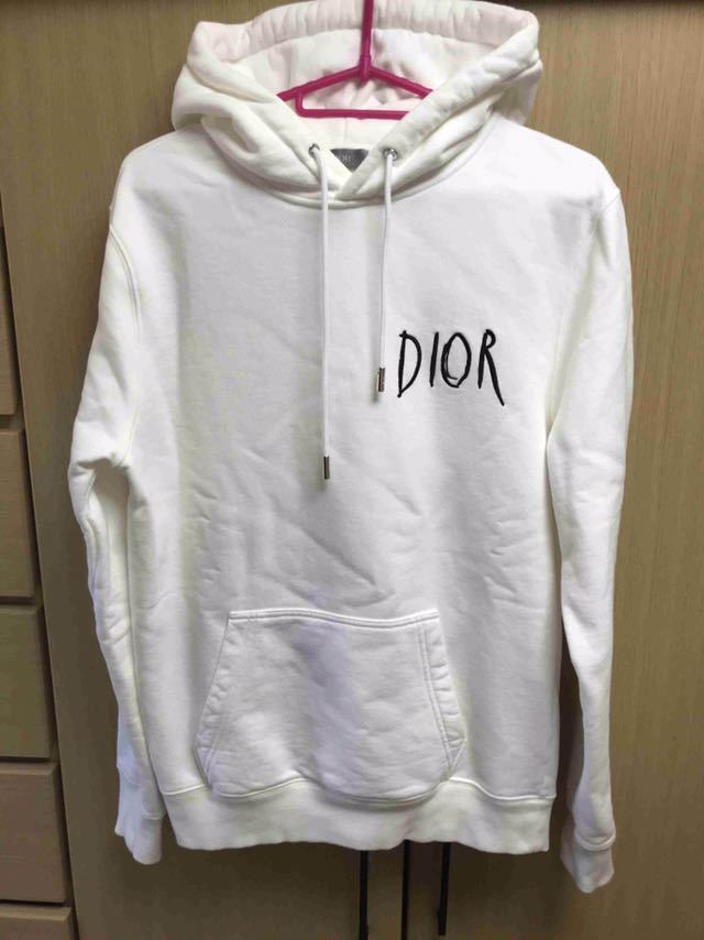 正規 限定 19AW DIOR × Raymond Pettibon ディオール レイモンド ペティボン キムジョーンズ コラボ ロゴ プルオーバー パーカー 白 S_画像1