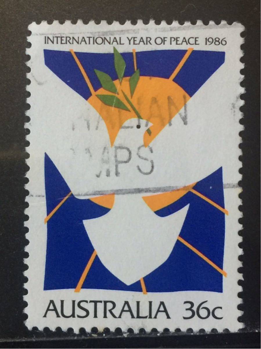 オーストラリア切手 鳩とオリーブの枝 太陽 国際平和年 1986年 売れ筋がひ贈り物