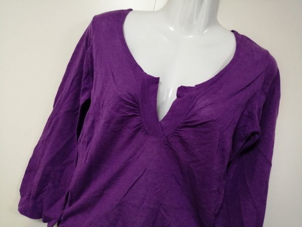 jjyk3-1559 # pour la frime # Pour La Frime вязаный свитер tops хлопок linen хлопок лен лиловый фиолетовый M размер примерно 