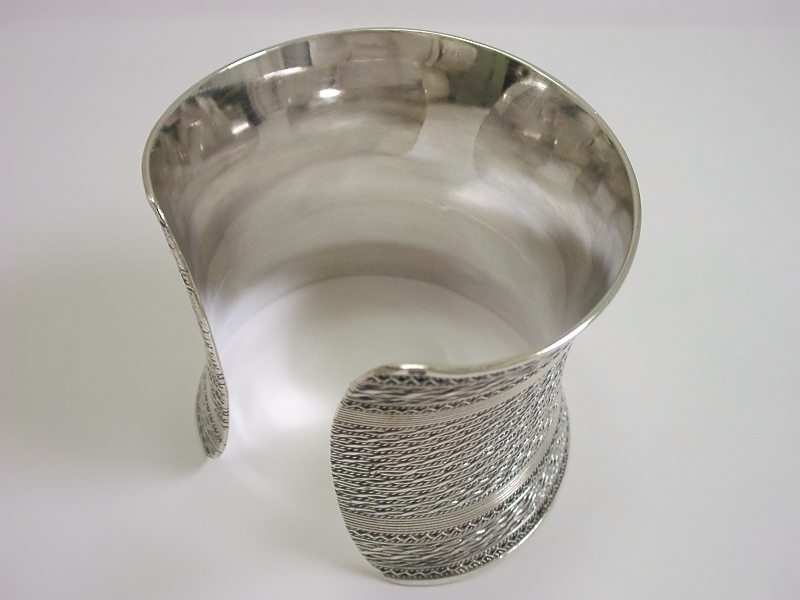  ethnic design 925 silver made wide width bangle 