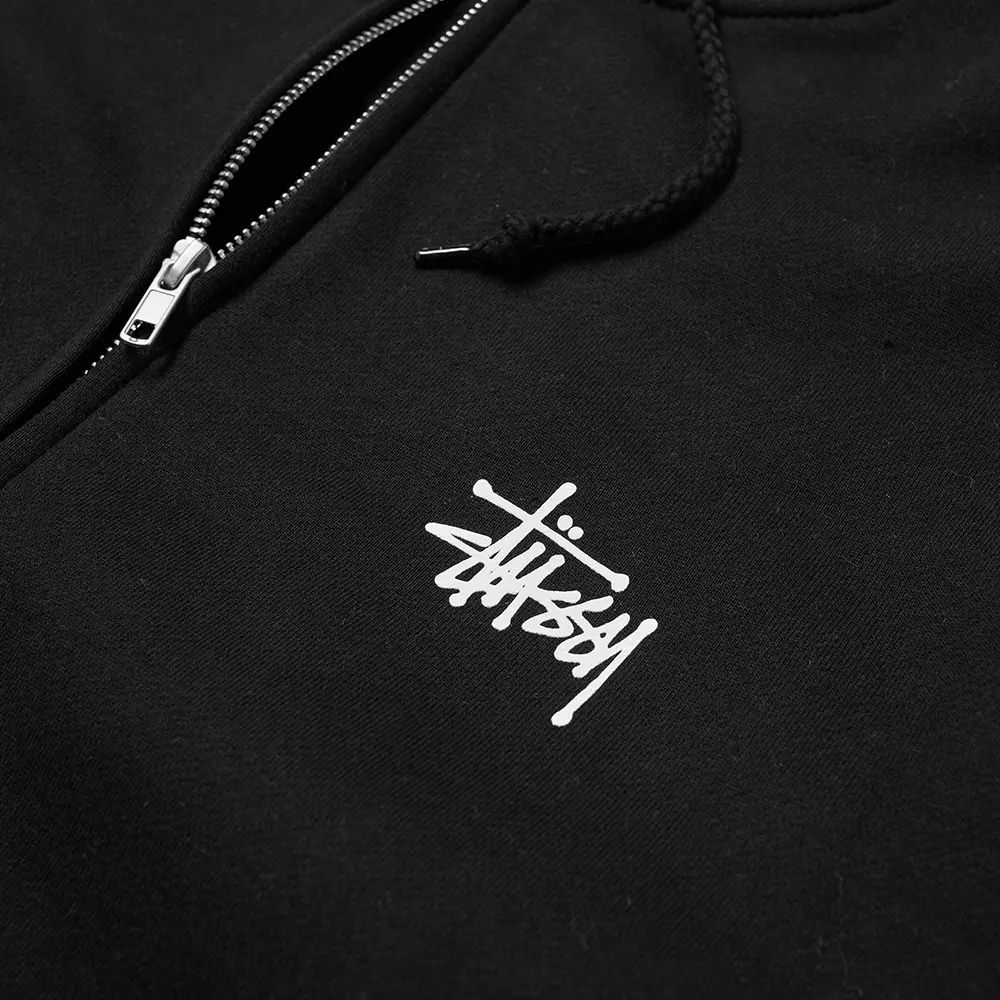 ラスト1 USA正規品 【S】 Stussy ステューシー BASIC ベーシック ロゴ LOGO スウェット ジップアップ 裏起毛 パーカー 黒 ブラック 新品_画像5