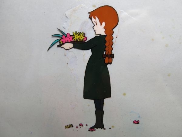 赤毛のアン　第8章　「アン日曜学校へ行く」　道草を食うアン セル画　張り付きあり　日本アニメーション_画像1