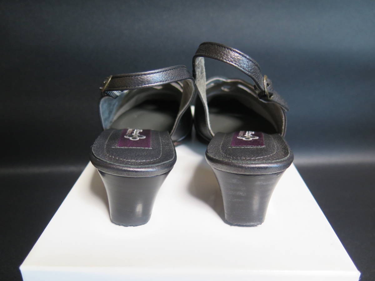 No.94 unused .. put on footwear degree Bonlainebonre-n strap sandals size inscription ^:24EEE metallic black 