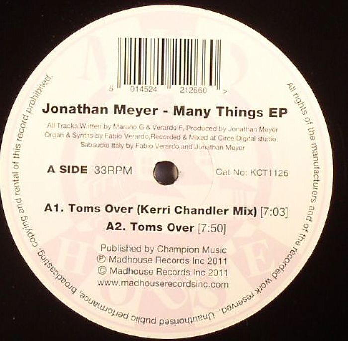 新品未使用 Jonathan Meyer/Many Things EP-incl. Kerri Chandler Remix- 12inchレコード　送料無料 (0455)