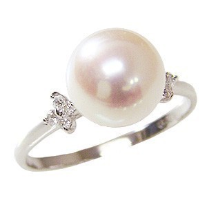 指輪 あこや真珠 プラチナ PT900 ダイヤモンド ジュエリー アコヤ真珠