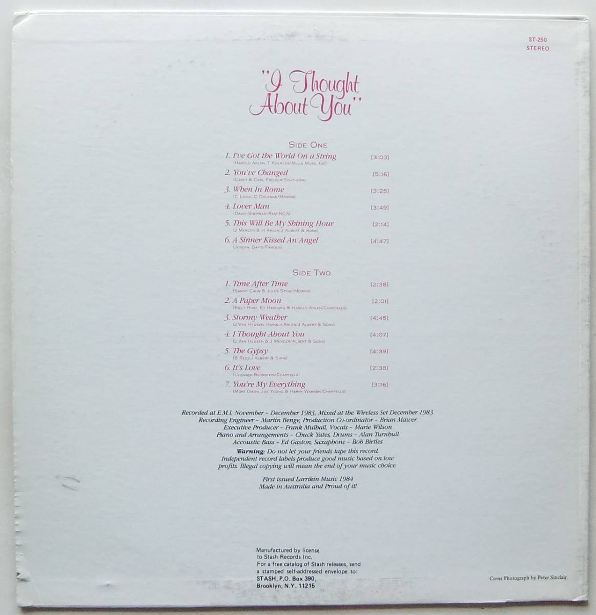 ◆ MARIE WILSON / I Thought About You ◆ Stash ST-250 ◆の画像2