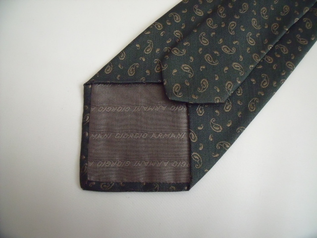  super-beauty goods with translation * brand necktie * GIORGIO ARMANI *joru geo * Armani * embroidery peiz Lee pattern * dark green series * postage 120 jpy 