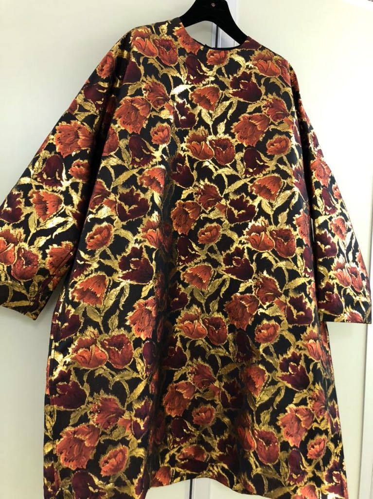 LANVIN》1stライン 2015 黒×ゴールド×赤 豪華 ラメ ジャガード 花柄