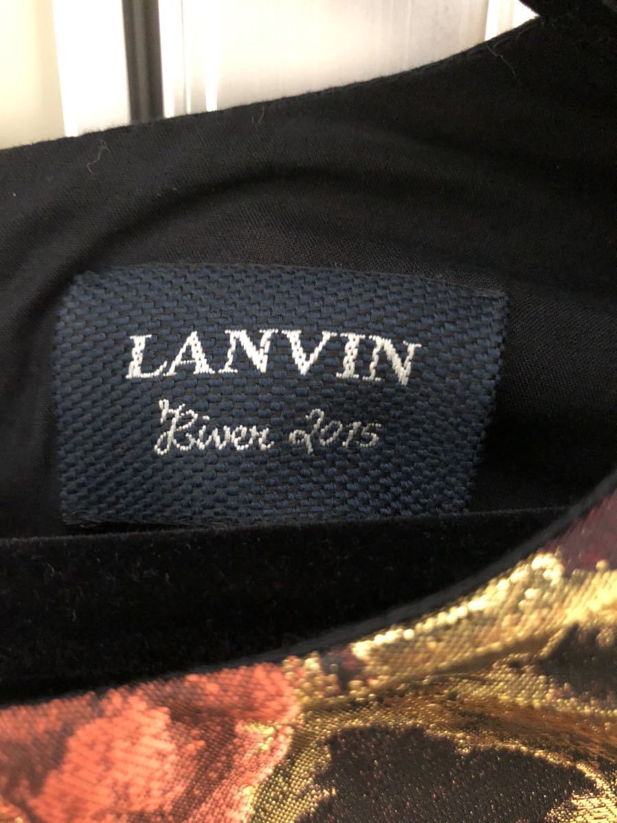 LANVIN》1stライン 2015 黒×ゴールド×赤 豪華 ラメ ジャガード 花柄