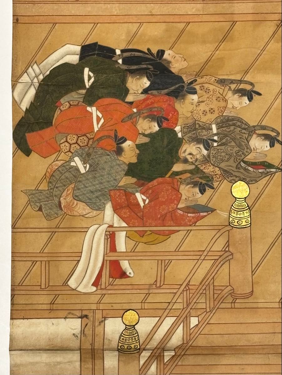 清涼殿八宗論図」江戸時代中期頃筆 極彩色大判 手書き 1枚|弘法 清涼殿八宗論図」江戸時代中期頃筆 極彩色大判 手書き 1枚|弘法