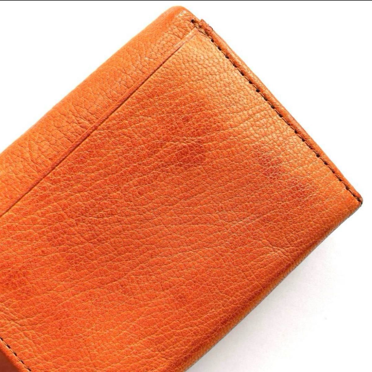 【美品】gentenゲンテン ゴートヌメ 二つ折り財布 レンガ オレンジブラウン 美品】gentenゲンテン ゴートヌメ 二つ折り財布 レンガ オレンジ