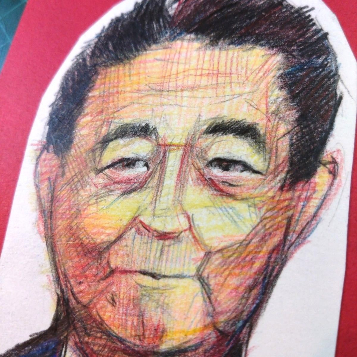 【ザビちゃん】【原画肉筆】安倍首相(今年最後) ザビちゃん】【原画肉筆】安倍首相 ポストカード、絵葉書