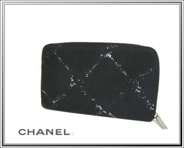 ☆CHANEL/シャネル 旧トラベルライン ラウンドファスナー長財布 黒×白 送料税込み！_画像1