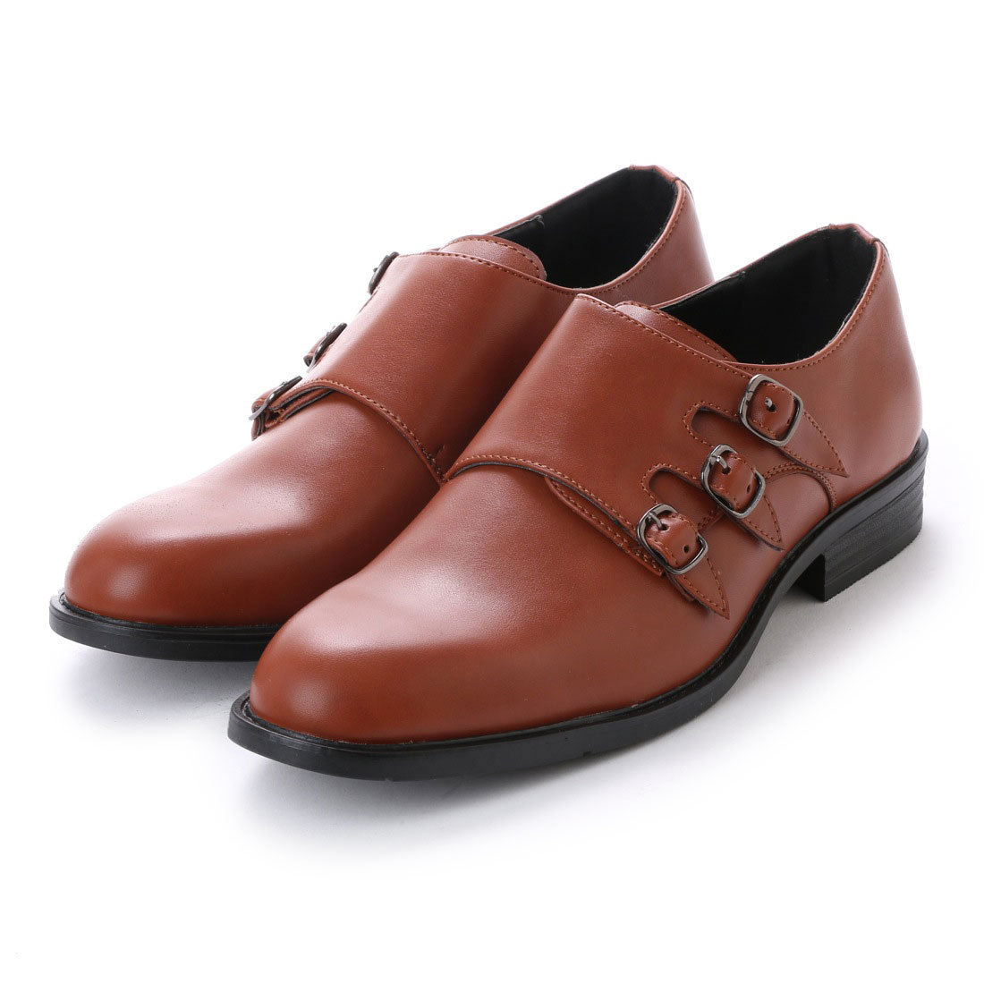 16124 アウトレット ビジネスシューズ 26.5cm ブラウン モンクストラップ メンズ 紳士靴