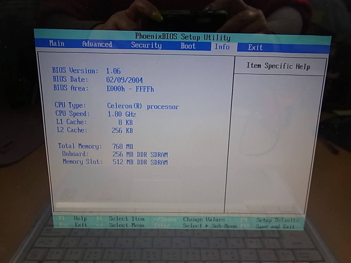 □Ya/759☆富士通 FUJITSU☆15型ノートパソコン☆FMV-BIBLO NB18D/V☆FMVNB18DV☆Celeron 1.80GHz☆メモリ768MB☆HDDなし☆ジャンク_画像3