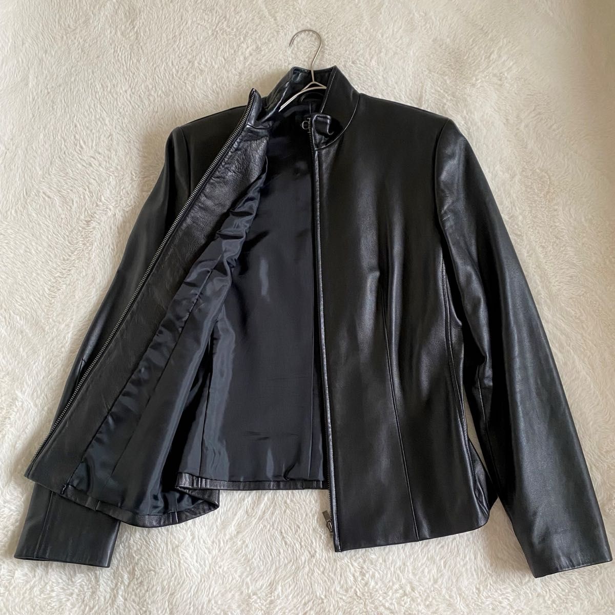 美品】CK Calvin klein ライダースジャケット ラムレザー 美品】CK Calvin klein ライダースジャケット ラムレザー