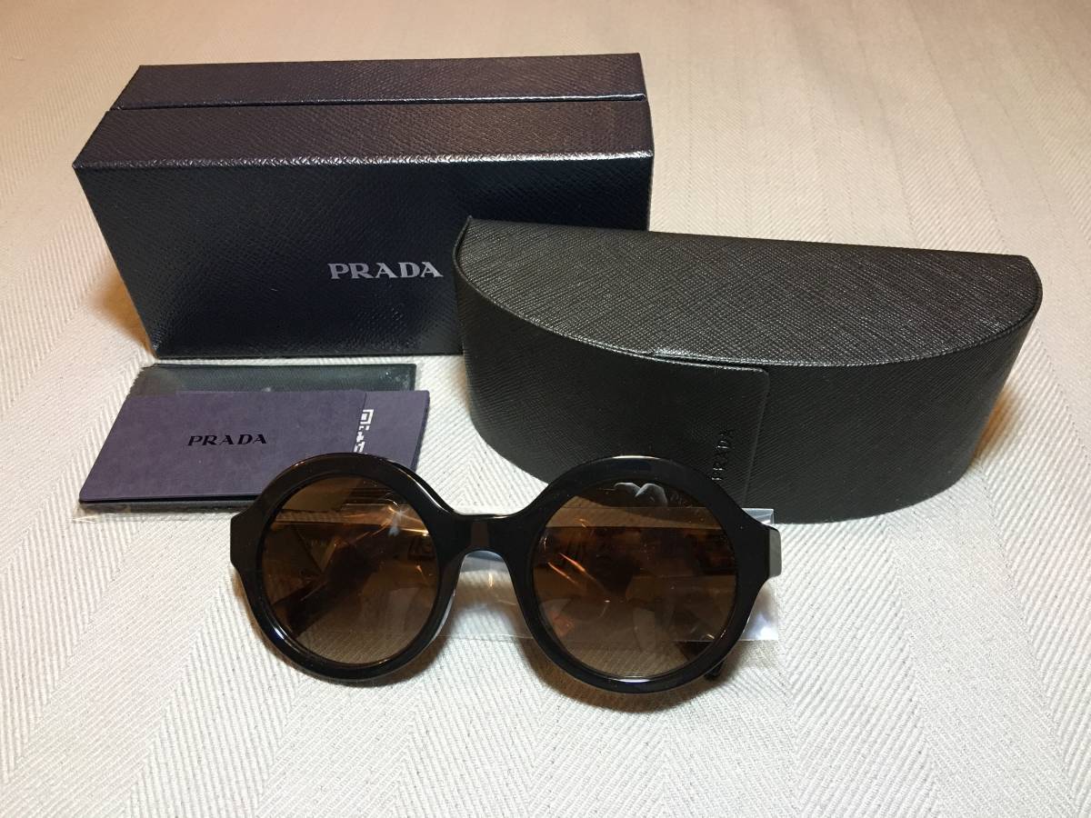  new goods genuine article Prada round round sunglasses Brown tea lady's PRADA mode glasses 