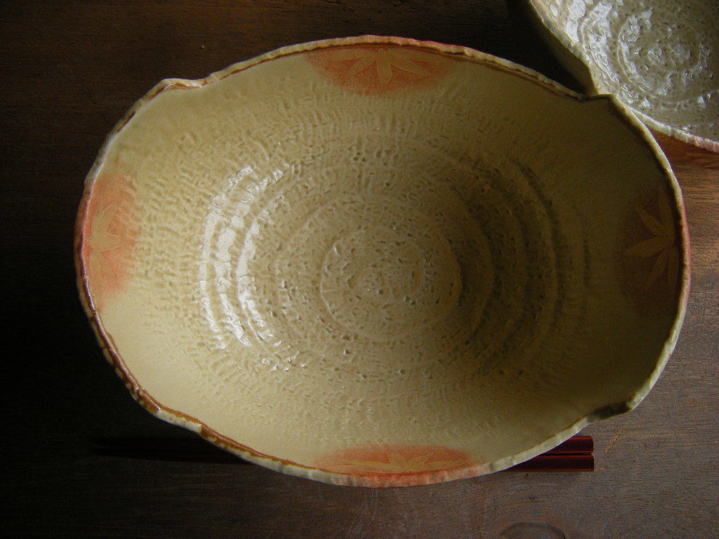  charge ....* article limit [ new goods * waste number ] hand .. pale yellow glaze boat shape large ellipse pot (21.5.x16.x8.5.) pair 2 pieces set together * recommendation * article limit *