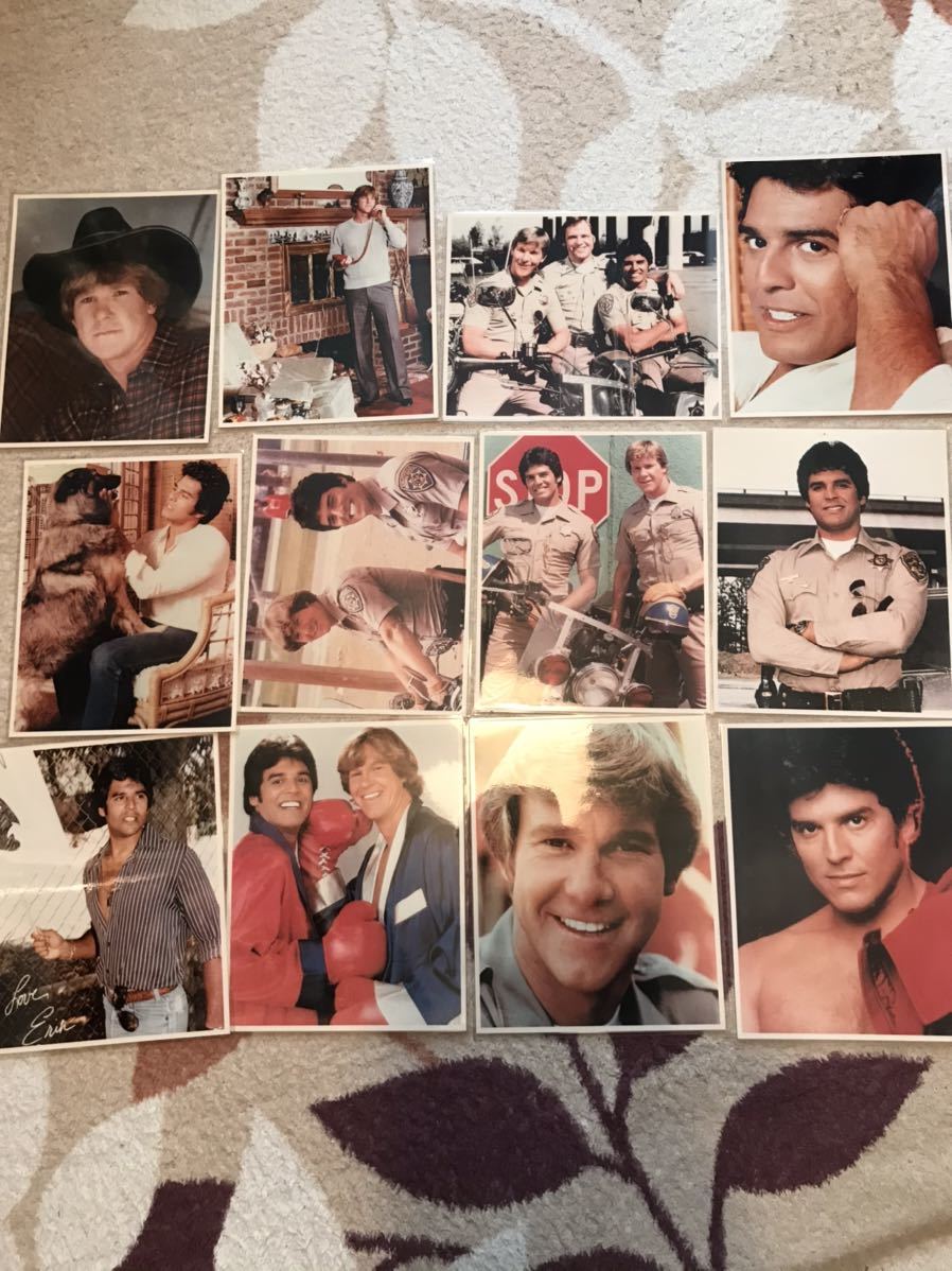 Extreme Rare White Bay Noh John &amp; Punch Raw Photo CHP Chips Eric Eric Estrada Larry Wilcox Photo Set 12 штук