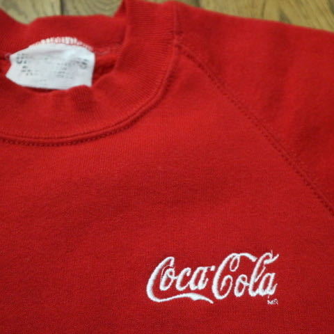 美品 Coca Cola ロゴ 刺繍 スウェット トレーナー S レッド ラグラン コカコーラ 企業 ドリンク_画像3