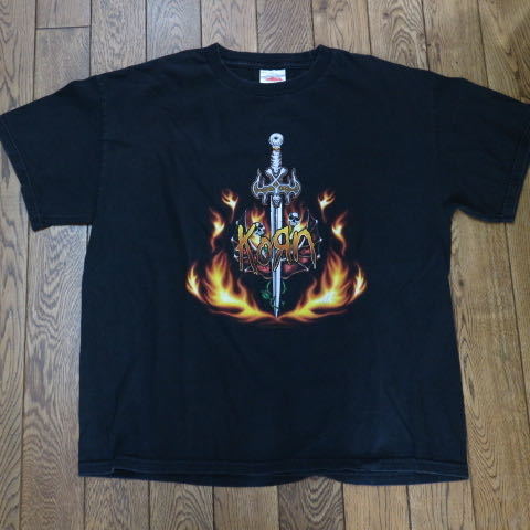 00s KORN Tシャツ L ブラック 半袖 プリント ロゴ ロック メタル バンドT / METALLICA MEGADETH ANTHRAX slipknot slayerの画像1