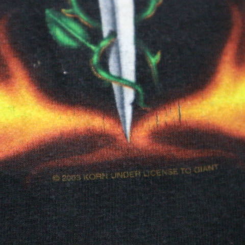 00s KORN Tシャツ L ブラック 半袖 プリント ロゴ ロック メタル バンドT / METALLICA MEGADETH ANTHRAX slipknot slayerの画像3