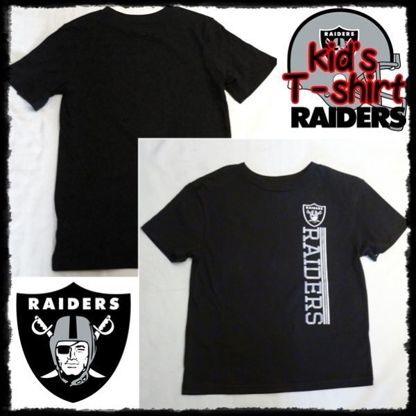 NFL　アメフト　レイダース　RAIDERS　キッズ　半袖　Tシャツ　子供用　ラグビー　アメリカ　輸入子供服　スポーツ　黒　L　7　130cm_画像1