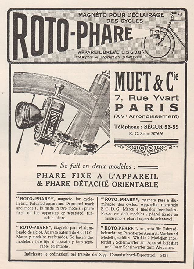 仏 1920's戦前 高級ダイナモライト ROTO-PHARE ランドナー 