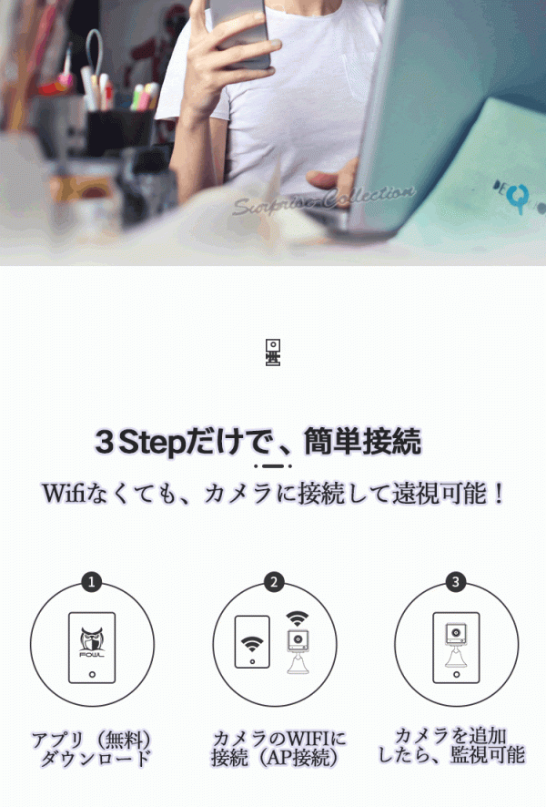 防犯カメラ 人感センサー 長時間録畫 ワイヤレス wifi 無線 SDカード録畫 充電式 音聲記録 屋內(nèi) Fowl AP接続 10時間録畫 S50★