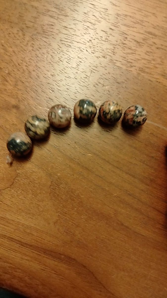 レオパードスキンジャスパー 丸玉 ブレス ハンドメイド パーツ 連材 粒