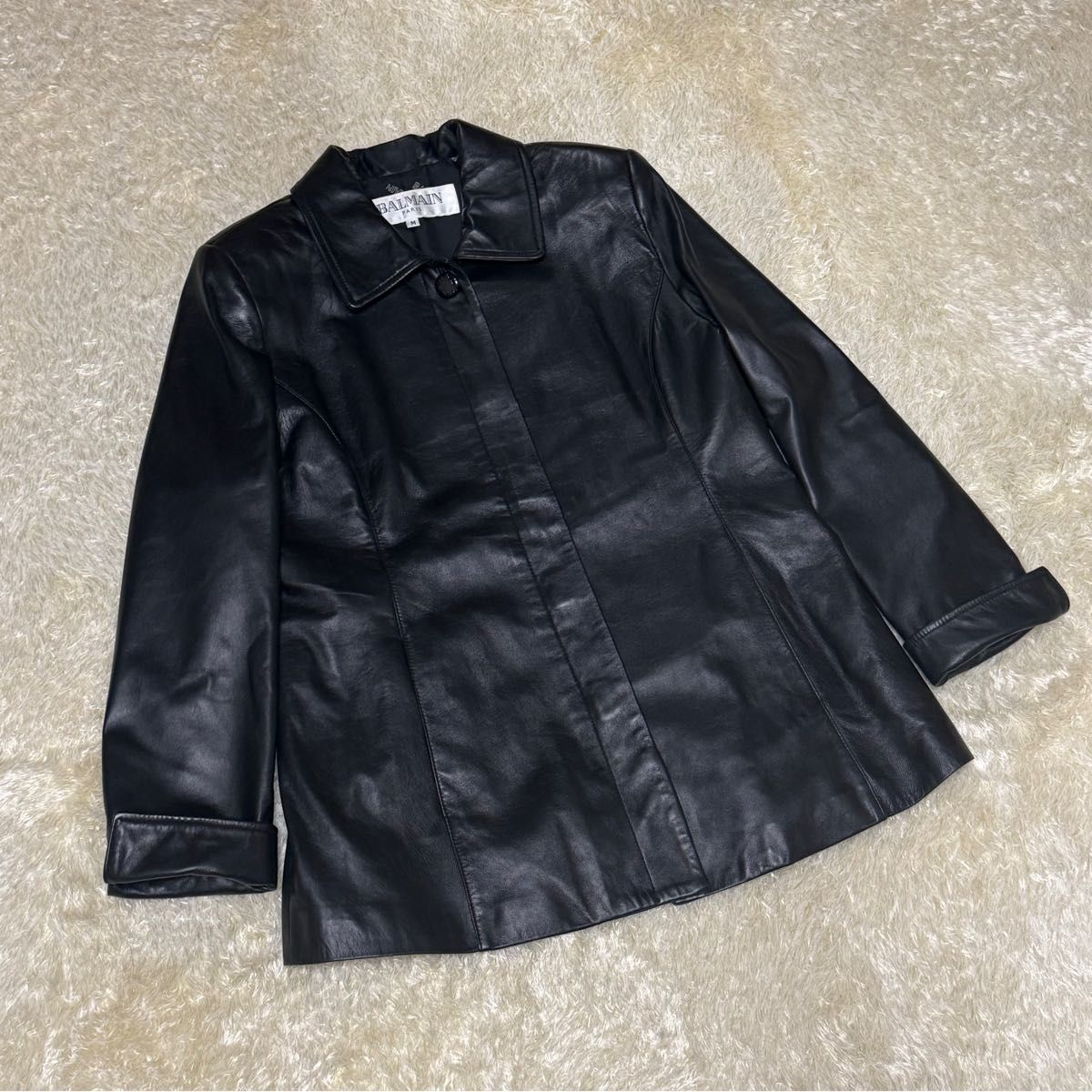 美品】BALMAIN バルマン レザージャケット 羊革 本革 ラムレザー 美品】BALMAIN バルマン レザージャケット 羊革 本革 ラムレザー