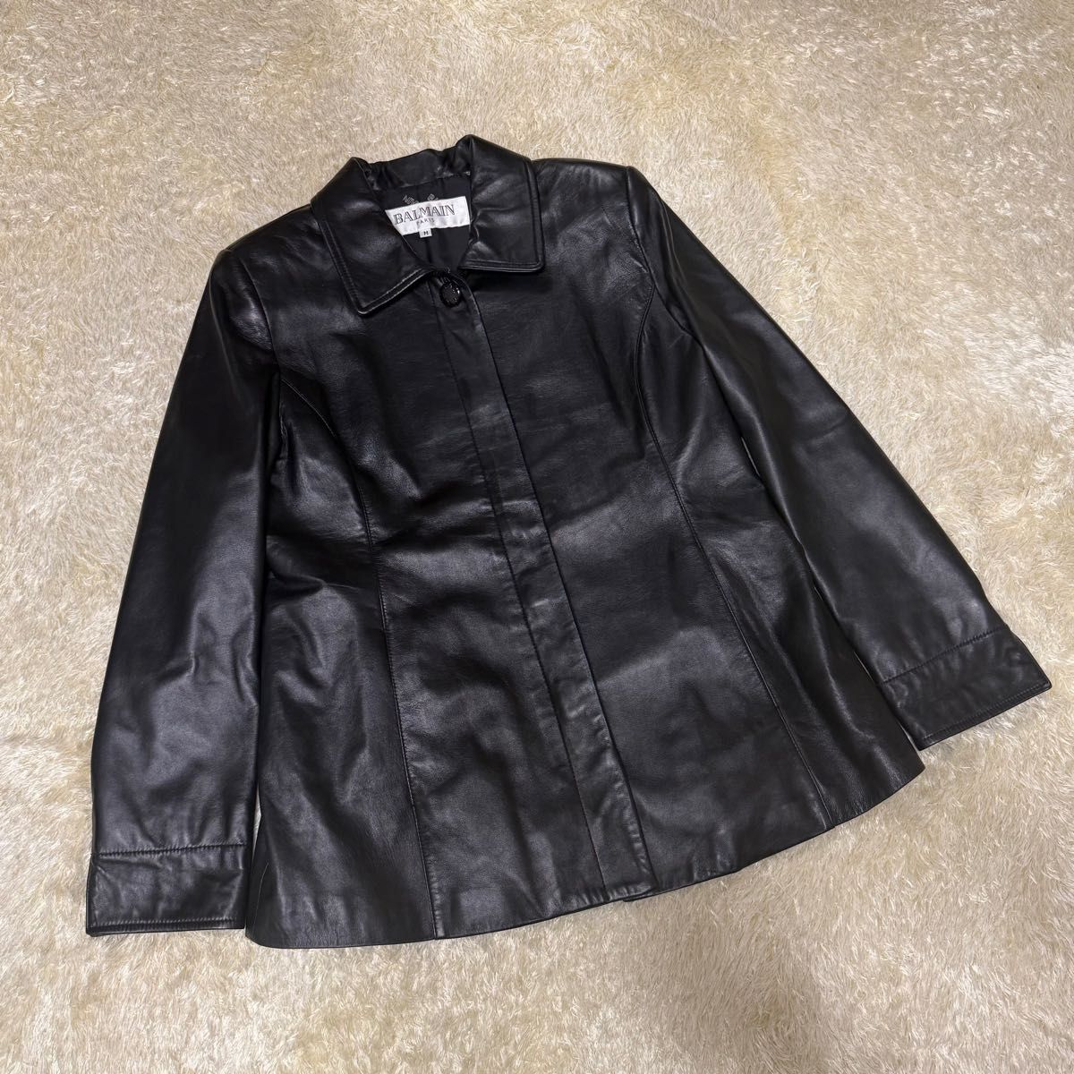 美品】BALMAIN バルマン レザージャケット 羊革 本革 ラムレザー 美品】BALMAIN バルマン レザージャケット 羊革 本革 ラムレザー