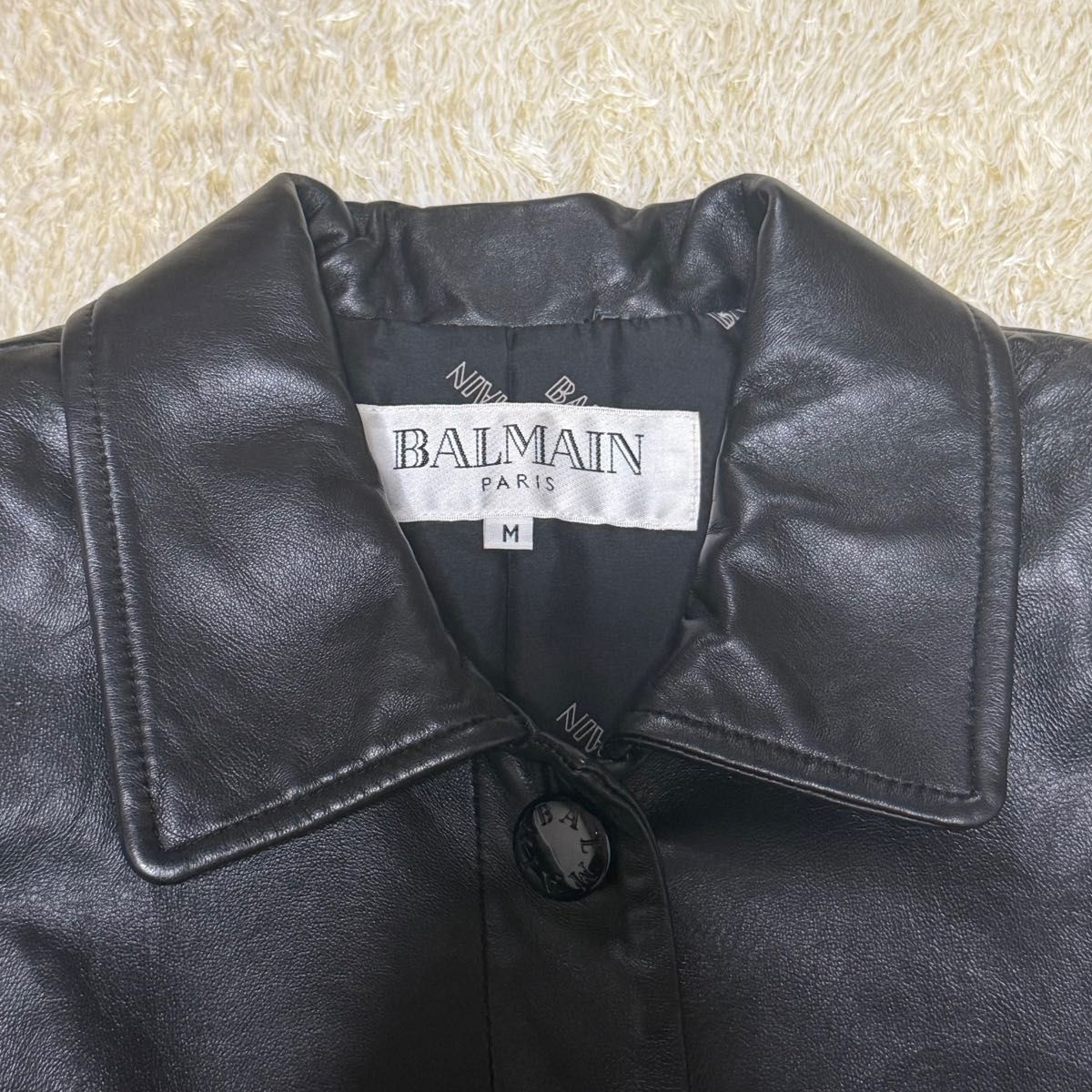 美品】BALMAIN バルマン レザージャケット 羊革 本革 ラムレザー 美品】BALMAIN バルマン レザージャケット 羊革 本革 ラムレザー