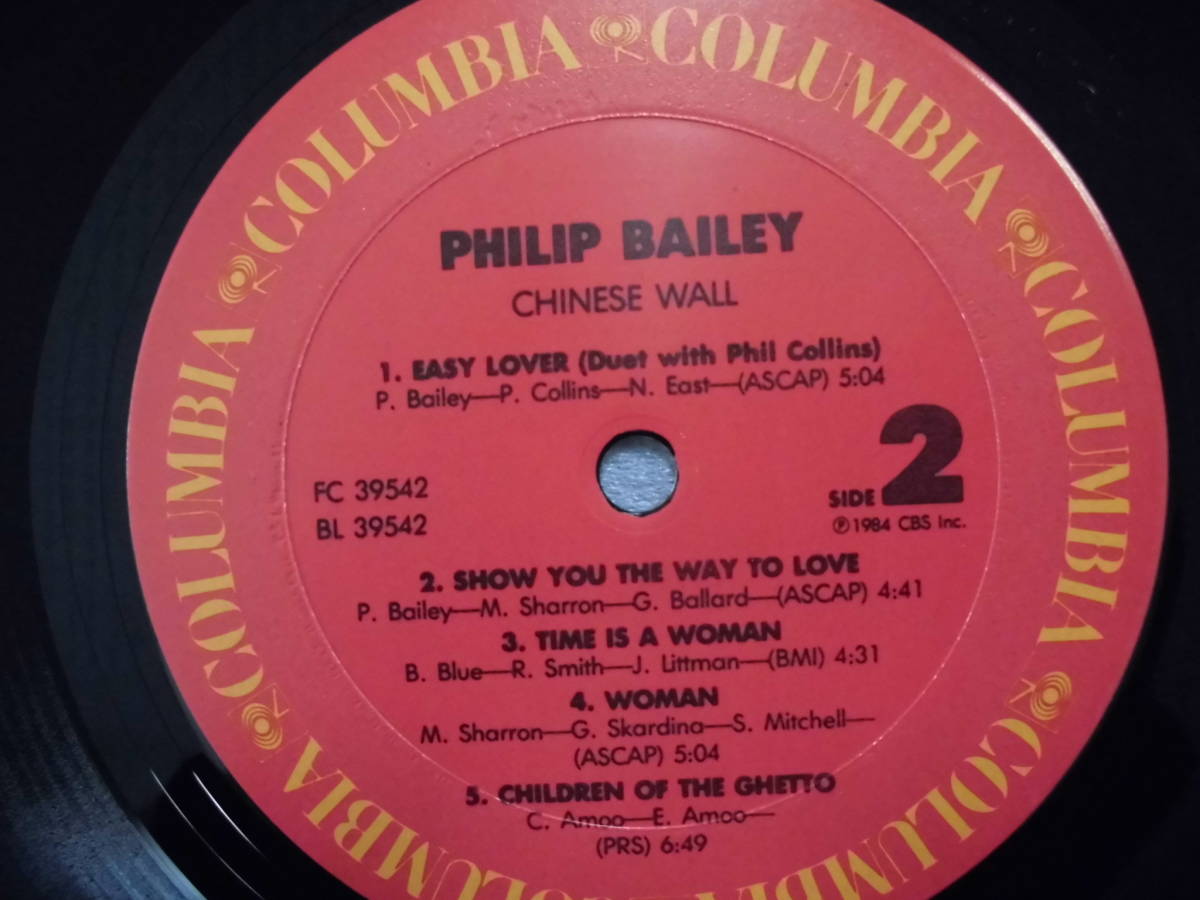 良盤屋 P-1294◆LP◆US盤 PC-39542 Pop Rock  フィリップベイリー/チャイニーズウォール Philip Bailey Chinese Wall 1984  送料480の画像7