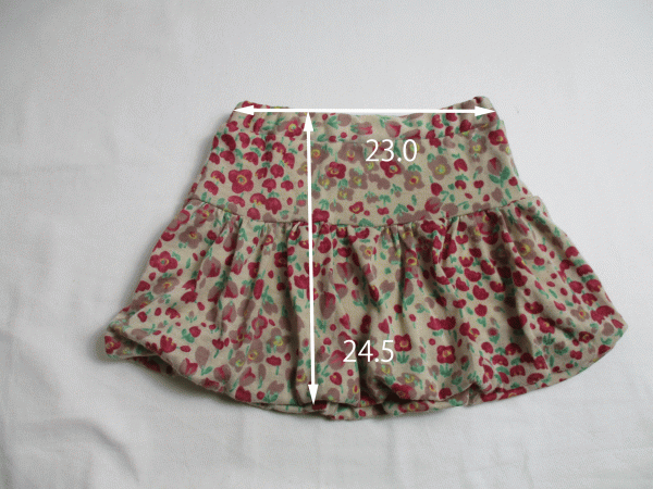 BG397【ハンドメイド】花柄模様　バルーン　スカート　女児　淡茶　110?_画像1