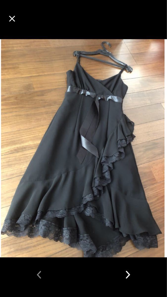 日本製ブラックレースリボン ワンピース ドレス