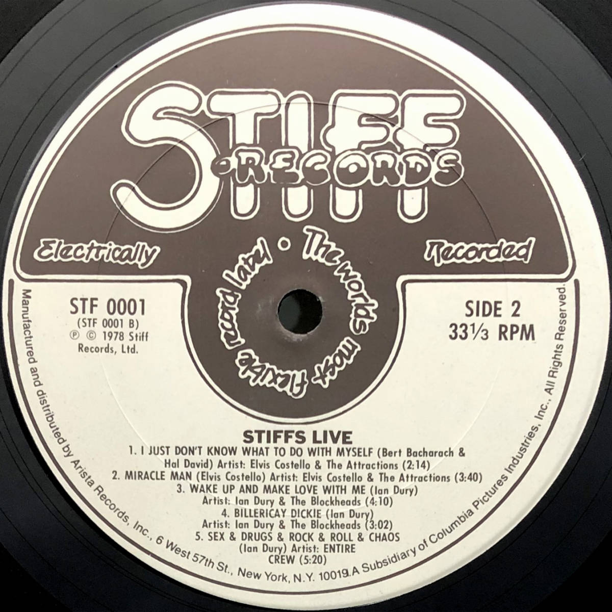 ★美品 US ORIG LP★IAN DURY,NICK LOWE,ELVIS COSTELLO他/Stiffs Live 1978年 STIFF英国ツアー 全員「Sex & Drugs & Rock & Roll」圧巻_画像4