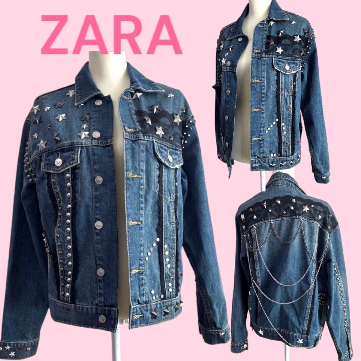 ZARA ザラ デニムジャケット オーバーサイズ ジージャン スター ZARA ザラ デニムジャケット オーバーサイズ ジージャン スター