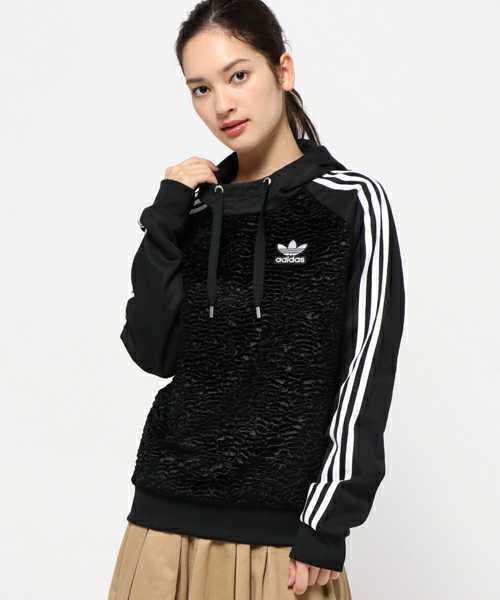 アディダス オリジナルス スリーストライプ パーカー adidas originals 3 STRIPES HOODIE フェイクファー切替 スウェット ジャージ M_画像1