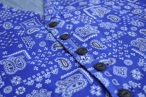 M размер  　Bandana Cotton Vest ... хлопок   жилет  синий   новый товар ...@
