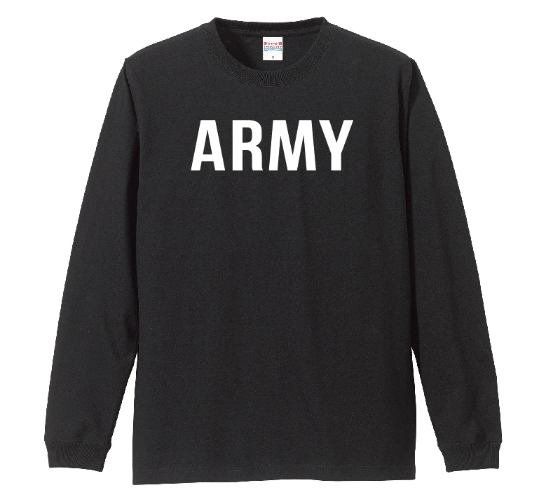 ARMYロングスリーブTシャツ　Lサイズ　ブラック×ホワイト