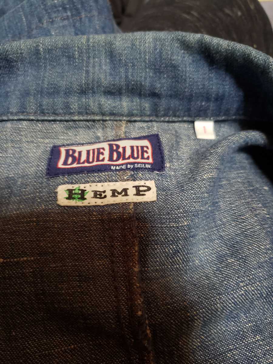 ハリウッドランチマーケット　BLUEBLUE ブルーブルー　HEMP ヘンプ　デニム　テーラードジャケット　1　希少_画像3