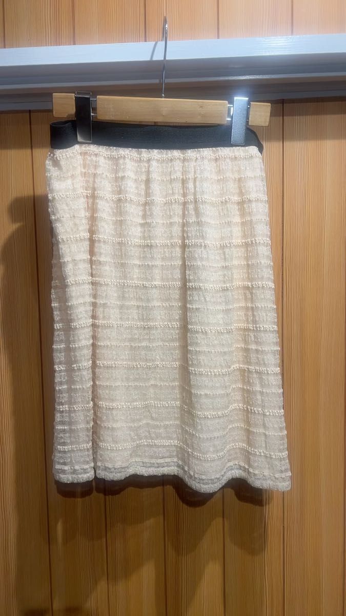 値下げ 新品 スカート ウエストゴム 膝丈 レース 春 Lサイズ