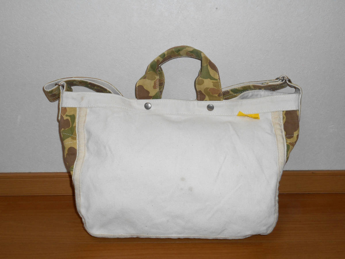 Hang Minor handle * minor canvas 2way shoulder & handbag white × duck pattern (3E 6