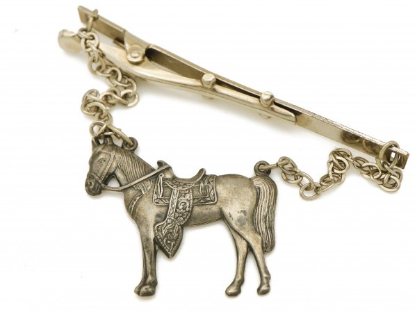  Vintage MAISEL\'S INDIAN TRADING POST silver made Navajo hose chain Dan gru tiepin horse necktie clip pin Indian 