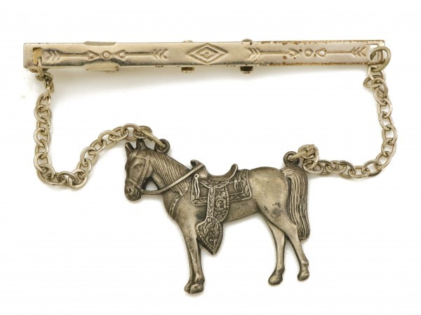  Vintage MAISEL\'S INDIAN TRADING POST silver made Navajo hose chain Dan gru tiepin horse necktie clip pin Indian 