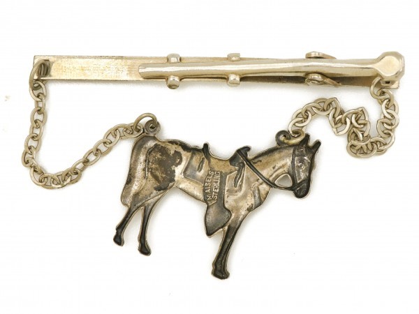  Vintage MAISEL\'S INDIAN TRADING POST silver made Navajo hose chain Dan gru tiepin horse necktie clip pin Indian 