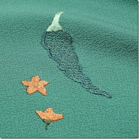 付下げ 伊と幸 刺繍 ちりめん 鴨の羽色 着尺 反物 訳あり 在庫保管品