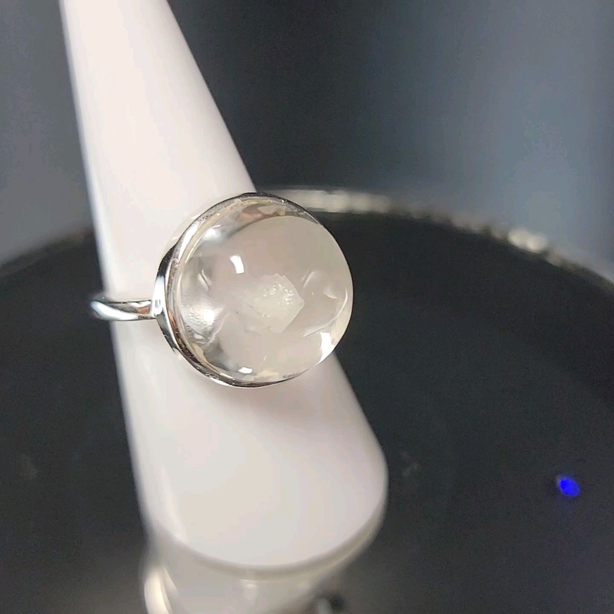 レア!【新品】天然カルサイトインクオーツ フリーサイズリング silver925 ★ 滅多に出会えないレアルース