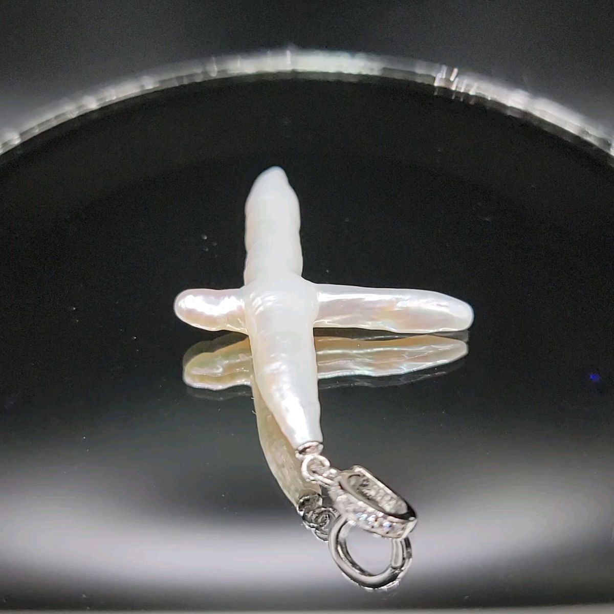 天然【新品】淡水パール クロスペンダントトップ ★ silver925クリッカーバチカン使用 ★ ネックレスは別売り